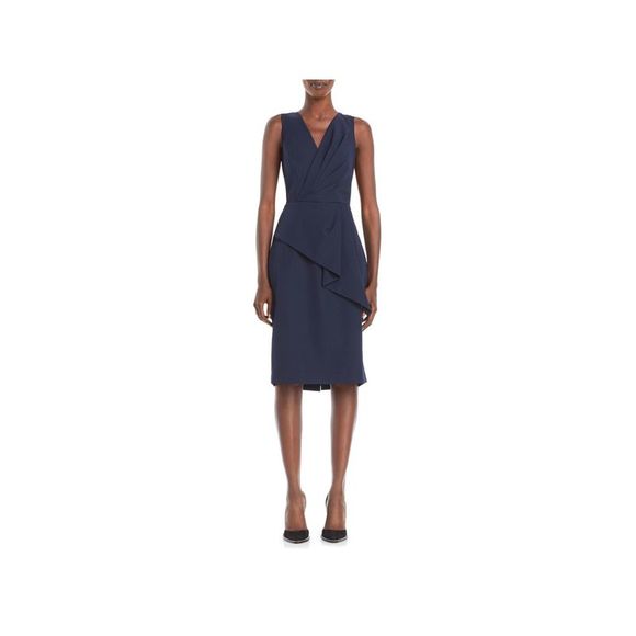 ELIZA J Dresses & Skirts - ELIZA J Womens Navy Peplum Front Sleeveless Knee Length Party Sheath Dress 10